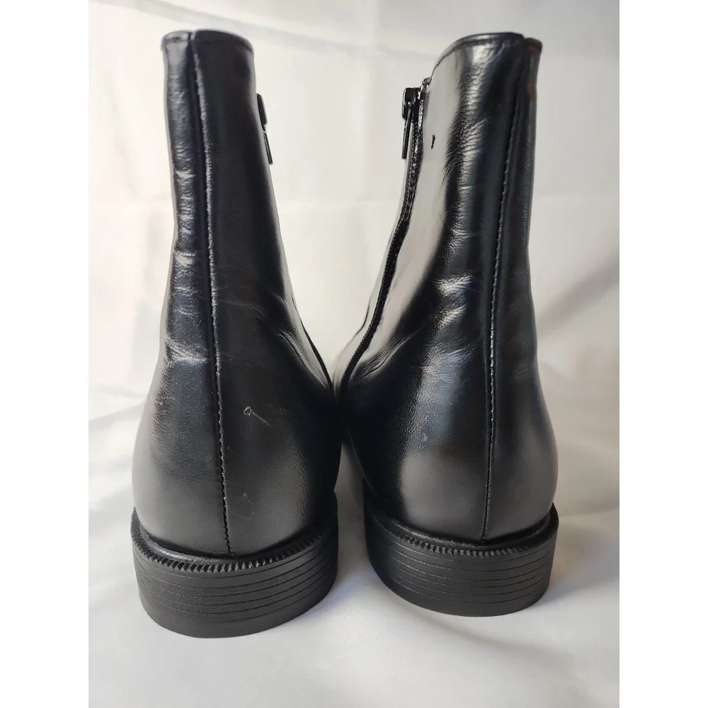 Men's Black Leather Zip Ankle Boots